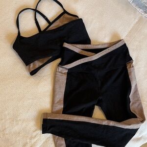 Beyond Yoga Black and Tan Set